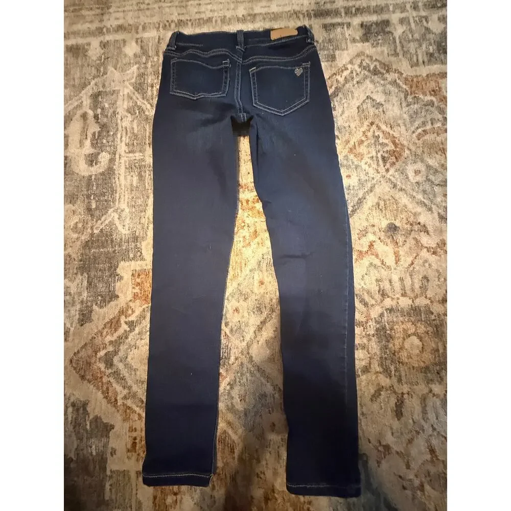 Justice Girls Size 12 Slim Dark Wash Skinny Jeans Stretch Adjustable Waist